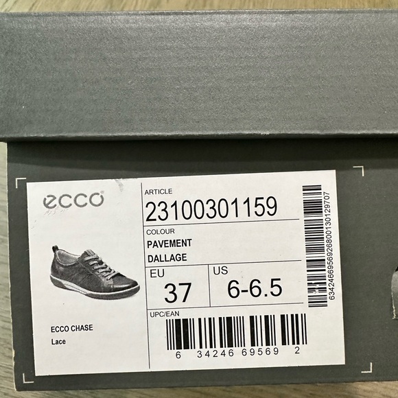 ECCO Chase Women’s Gray Leather Casual Comfort Sneakers Size 37 (6-6.5) - Picture 4 of 11